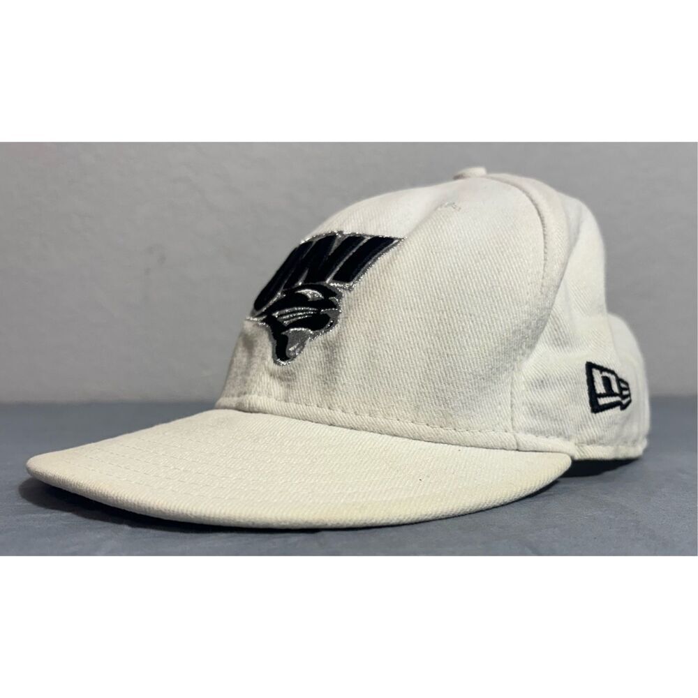 New Era 59Fifty Hat Cap University of Northern Iowa UNI White Size 7 5/8 Fade